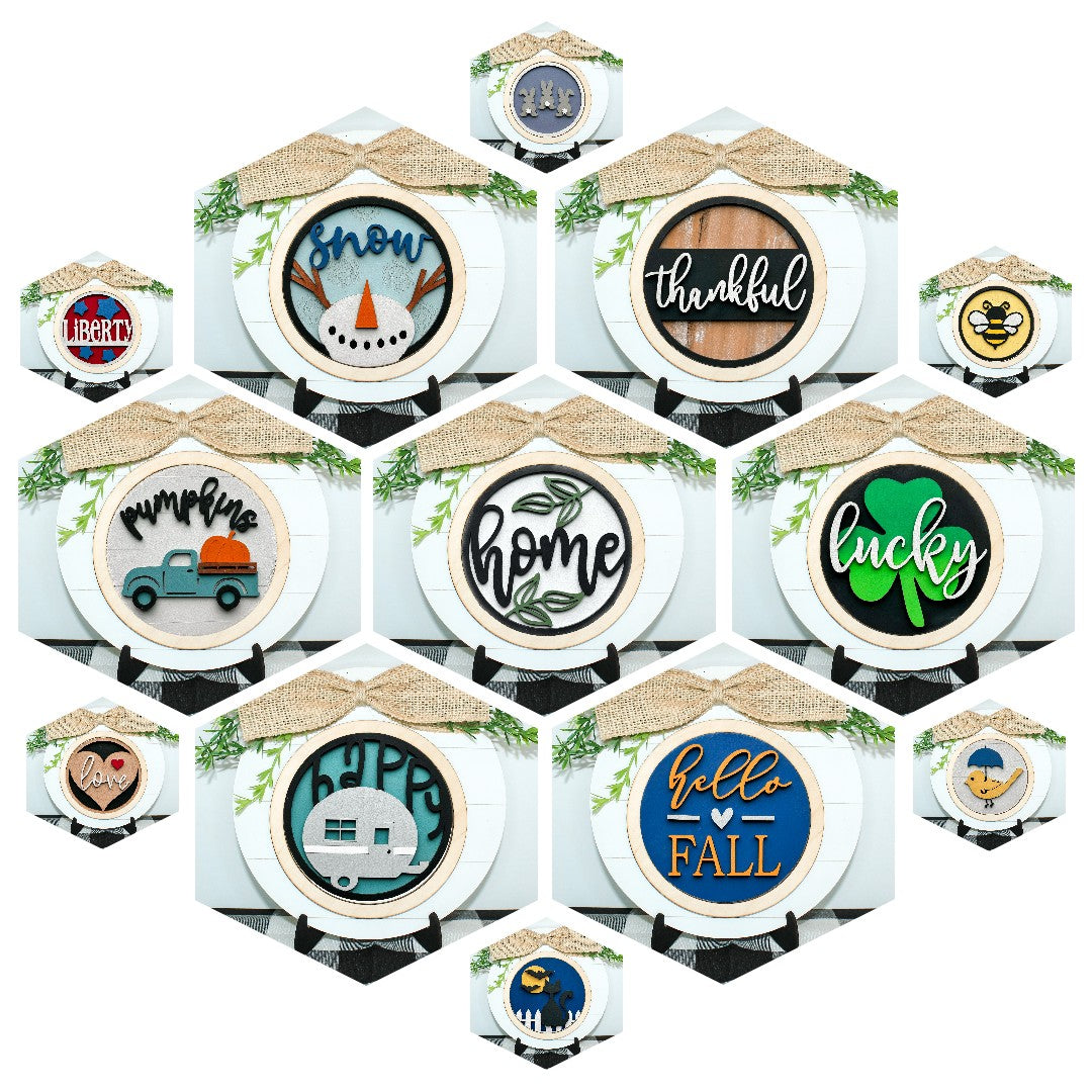Circle Interchangeable Sign with Home Insert