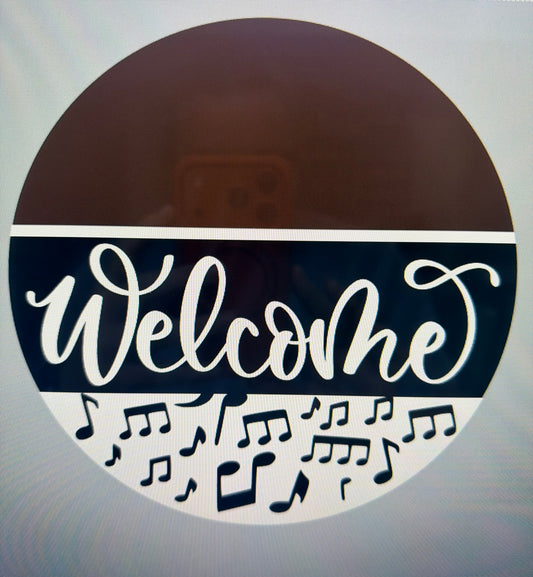 Welcome Music Notes 18” Door Sign