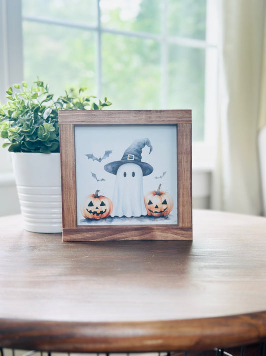 Cute Ghost with Jack O’ Lanterns Sign