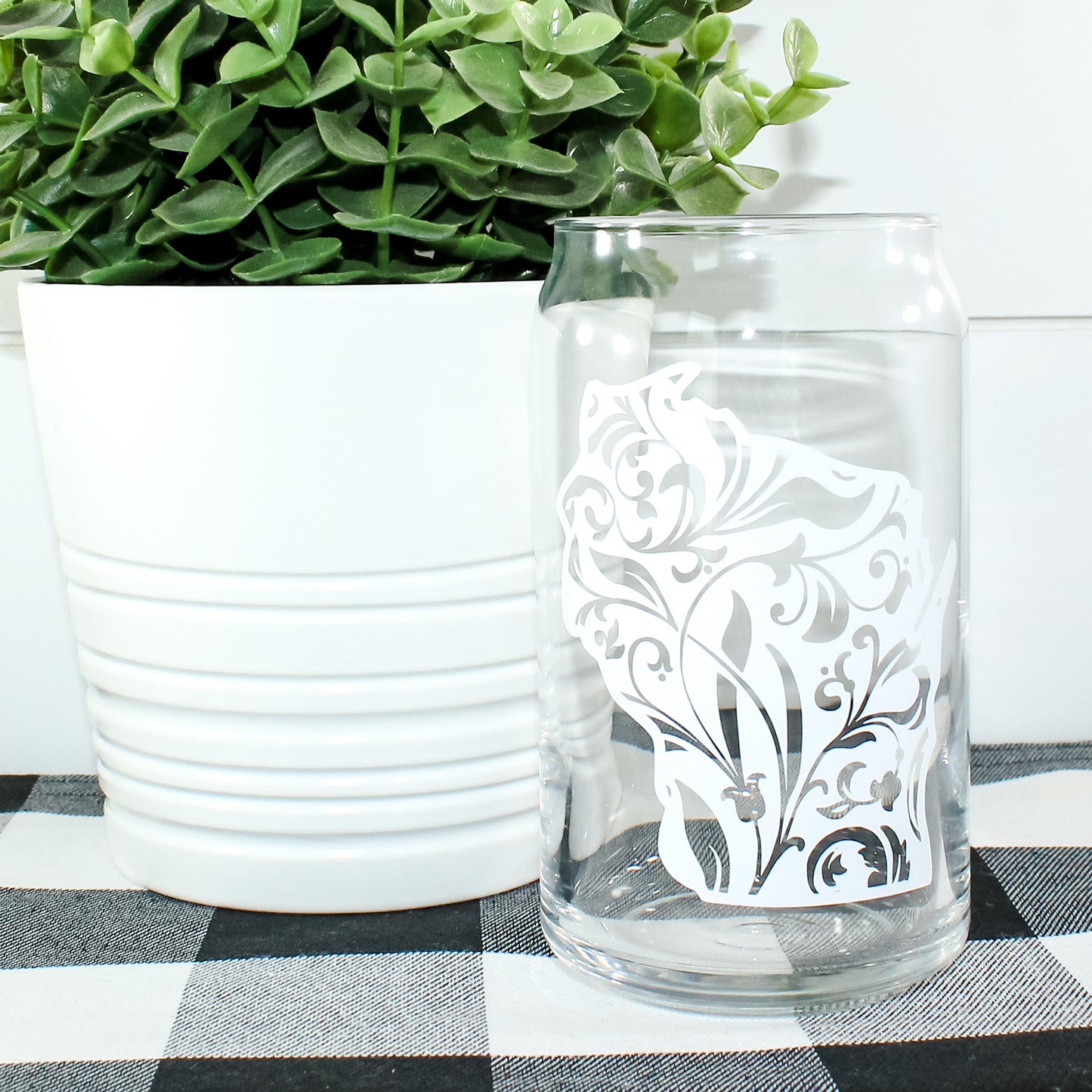 Floral WI Can Glass Tumbler