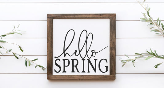 Hello Spring Wood Sign