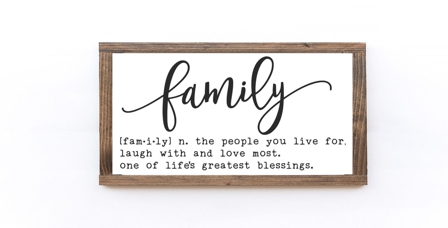 Family Definition Wood Sign