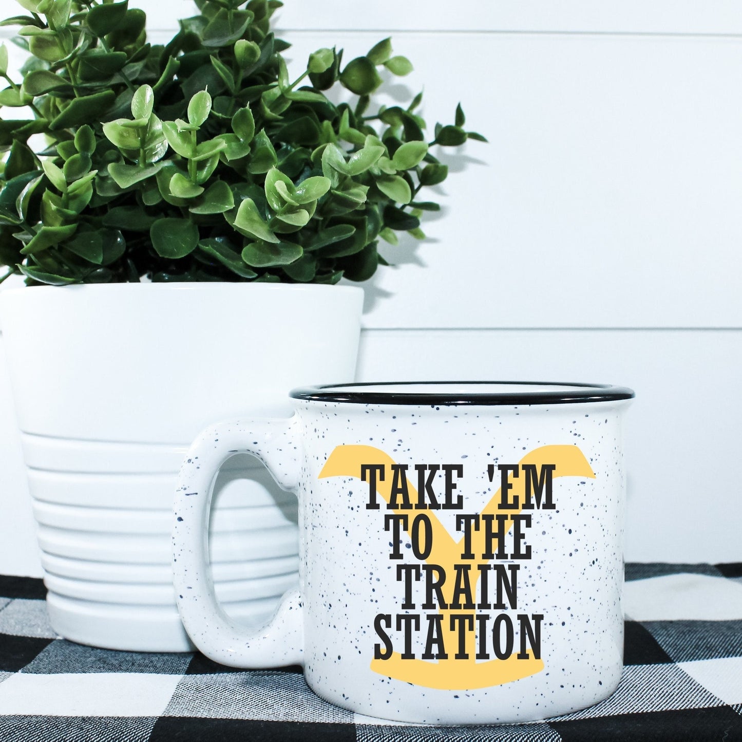 Take 'Em To The Train Station Campfire Mug