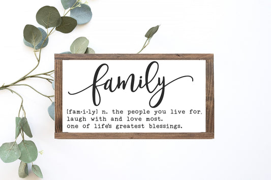 Family Definition Wood Sign