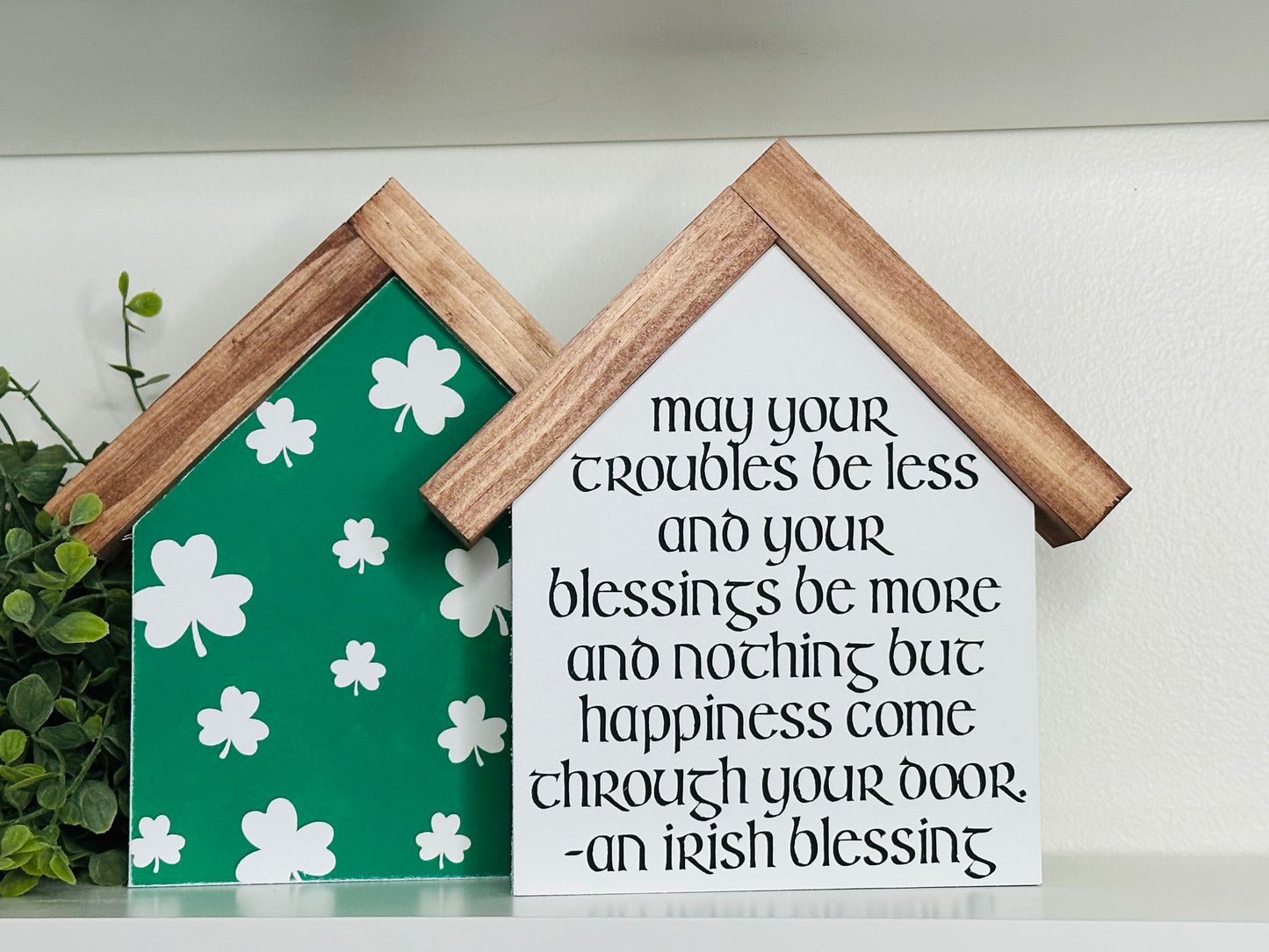 Irish Blessing and Shamrock Mini Houses
