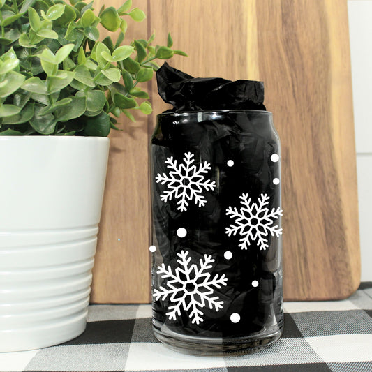 Snowflake Wrapped Can Glass Tumbler